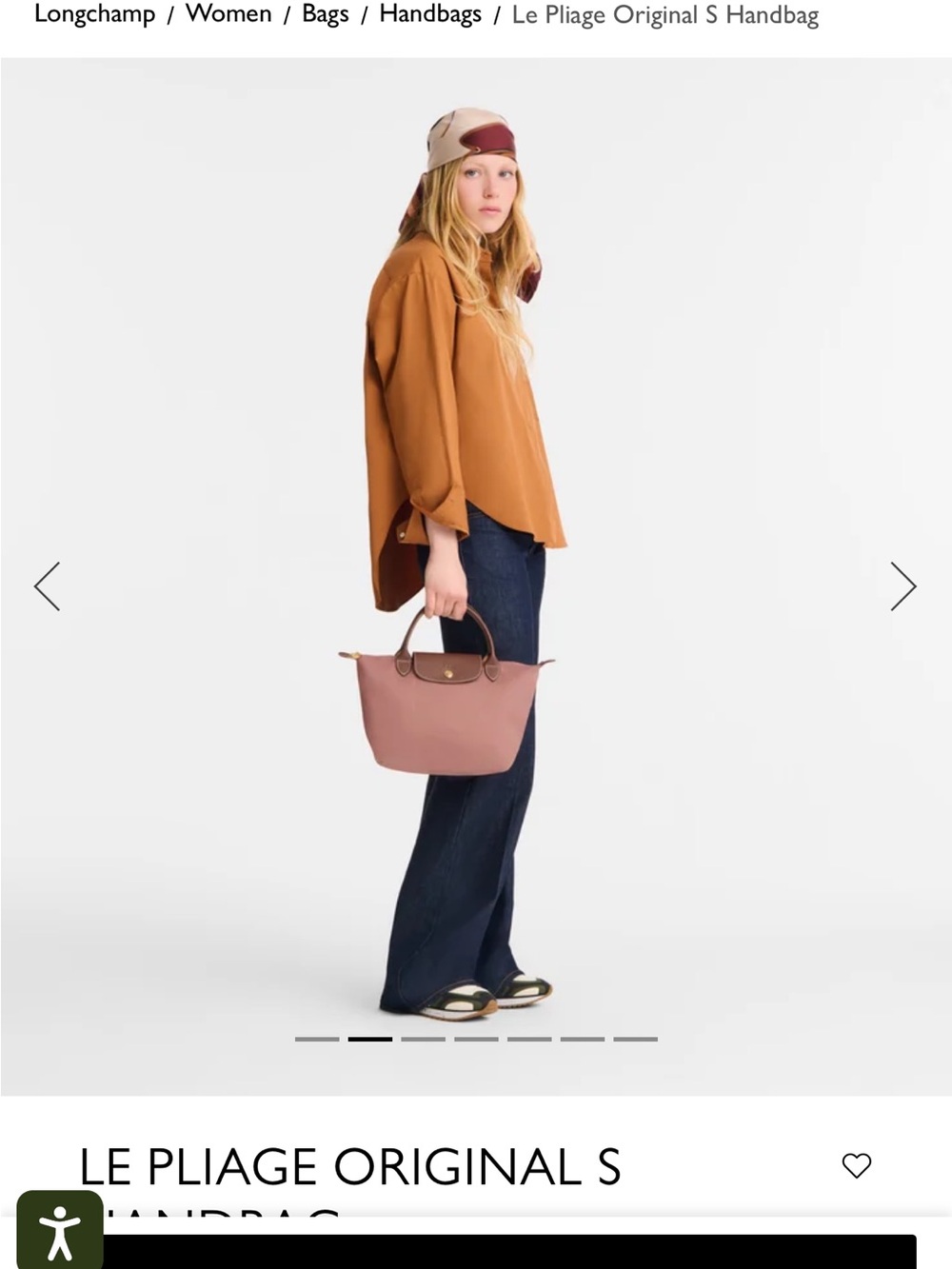 Longchamp Le Pliage Small Tote in Dusty Rose with Brown Trim